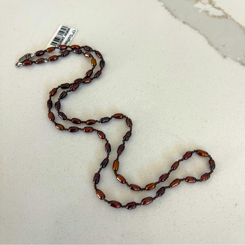 Unisex One of a kind Chocolate Fresh water Pearl necklace 17” long.